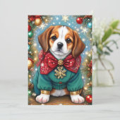Cartes Pour Fêtes Annuelles Chandail de Noël beagle Dog (Debout devant)