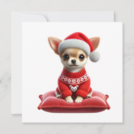 Cartes Pour Fêtes Annuelles Chandail de Noël Chihuahua (Devant)