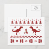 Cartes Pour Fêtes Annuelles Chandail de Noël de T-Rex Dinosaur (Devant / Derrière)