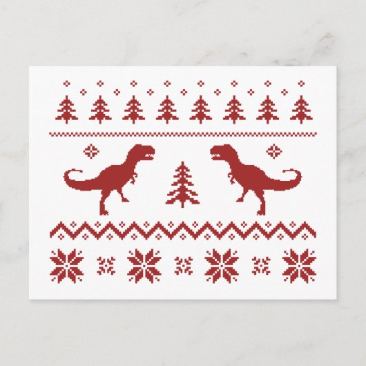 Cartes Pour Fêtes Annuelles Chandail de Noël de T-Rex Dinosaur (Devant)