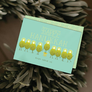 Cartes Pour Fêtes Annuelles Chandelier de Hanukkah Olives Groupe Vert Sarcel