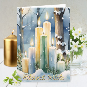 Cartes Pour Fêtes Annuelles Chandeliers Wiccan Imbolc Chandelles Forêt De Neig