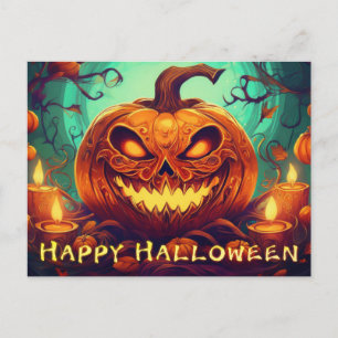 Cartes Pour Fêtes Annuelles Chandelles de citrouille à dents éclairent l'art d