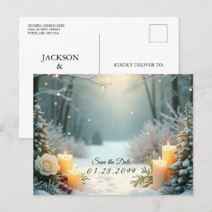 Cartes Pour Fêtes Annuelles Chandelles neigeuses Evergreens gelés