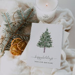 Cartes Pour Fêtes Annuelles Change of Address at Christmas | Pine<br><div class="desc">This minimalist holiday Christmas postcard says "happy holidays from our new address", but you can change the wording using the template if you wish. A simple, watercolor pine Christmas tree adds a stylish and fixve touch. The back of the postcard has room for your new address information. A perfect and...</div>