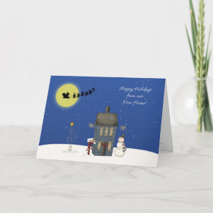 Cartes Pour Fêtes Annuelles Changement d'adresse, scène de neige, voeux de Noë