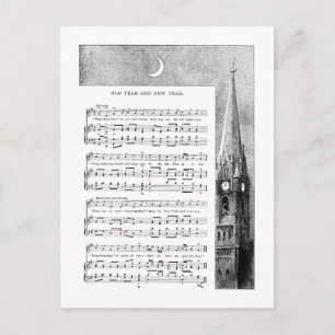 Cartes Pour Fêtes Annuelles Chanson du Nouvel An Steeple et Moon
