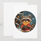 Cartes Pour Fêtes Annuelles Chansons de Noël sur la neige avec un raton laveur (Devant / Derrière)