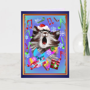 Cartes Pour Fêtes Annuelles Chant de Noël chantant Kitty