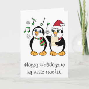 Cartes Pour Fêtes Annuelles Chant de pingouins de Noël de professeur de