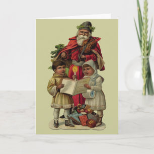 Cartes Pour Fêtes Annuelles Chant vintage de musique de Noël Père Noël