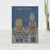 Cartes Pour Fêtes Annuelles chanteurs de carol dans la neige noël (Devant)