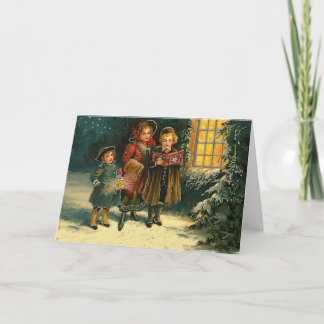 Cartes Pour Fêtes Annuelles Chanteurs de carol pour enfants de Noël Vintage