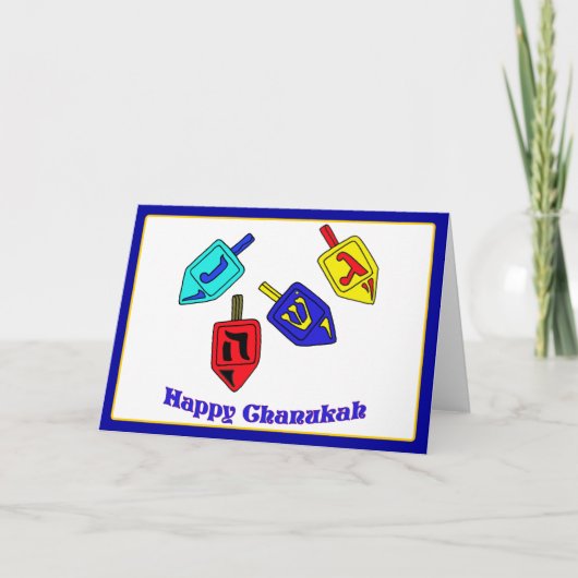 Cartes Pour Fêtes Annuelles Chanukah heureux Dreidels (Devant)