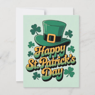 Cartes Pour Fêtes Annuelles Chapeau de Leprechaun & Shamrocks Joyeuse Saint-Pa