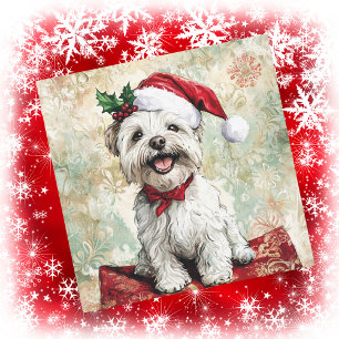 Cartes Pour Fêtes Annuelles Chapeau de Noël de Westie Santa