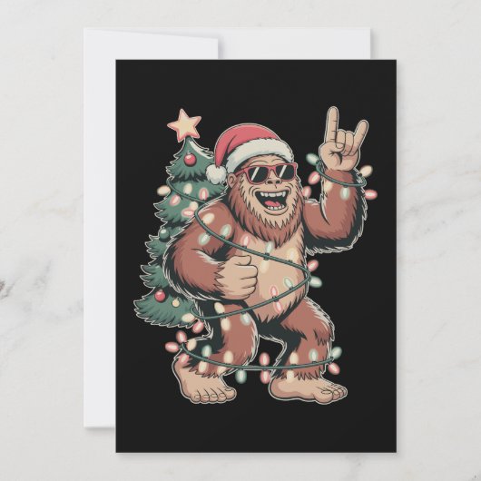 Cartes Pour Fêtes Annuelles Chapeau de Noël Sasquatch Bigfoot Père Noël Arbre  (Devant)