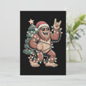 Cartes Pour Fêtes Annuelles Chapeau de Noël Sasquatch Bigfoot Père Noël Arbre  (Debout devant)