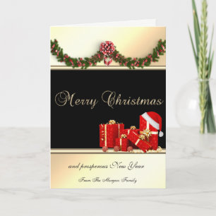 Cartes Pour Fêtes Annuelles Chapeau de Père Noël, Cadeaux de Noël, Entreprise