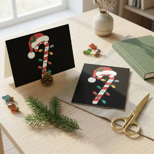 Cartes Pour Fêtes Annuelles Chapeau de Père Noël Canne en Bonbons Lumières de