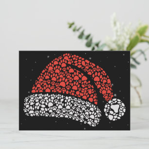 Cartes Pour Fêtes Annuelles Chapeau de Père Noël Empreinte de Patte Noël Amour