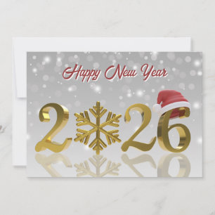 Cartes Pour Fêtes Annuelles Chapeau de Père Noël et flocon de neige Bonne an