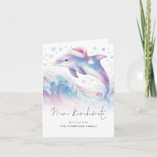 Cartes Pour Fêtes Annuelles Chapeau de Santa Dauphin Meri Kirihimete Noël plié