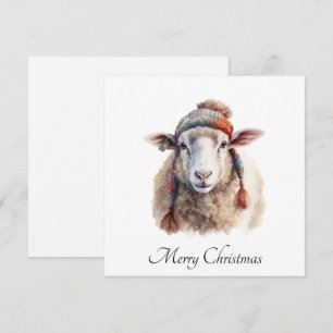 Cartes Pour Fêtes Annuelles Chapeau d'hiver Mouton de Noël Texte personnalisé