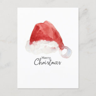 Cartes Pour Fêtes Annuelles Chapeau du Père Noël Joyeux Noël Aquarelle Rouge