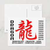 Cartes Pour Fêtes Annuelles Characteristics de Dragon (Devant / Derrière)