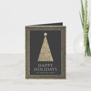 Cartes Pour Fêtes Annuelles Charbon et Parties scintillant d'or Photo Arbre de