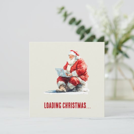 Cartes Pour Fêtes Annuelles Chargement Noël amusant Père Noël Design (Debout devant)