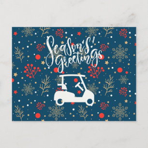 Cartes Pour Fêtes Annuelles Chariot de golf avec neige de salutation de saison