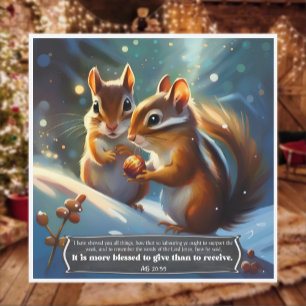 Cartes Pour Fêtes Annuelles Charité Amour KJV Bible Woodland Chipmunk Noël
