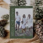 Cartes Pour Fêtes Annuelles CHARLIE Green Family Photo Boho Joyeux Noël<br><div class="desc">CHARLIE Green Family Photo Boho Joyeux Noël Carte de vacances. Personnalisez l'avant de la carte une photo,  votre nom de famille et l'année. Personnalisez le dos avec un accueil de vacances ou des nouvelles de famille en option,  et votre nom de famille.</div>