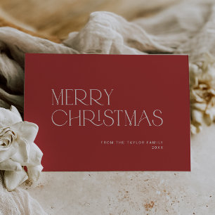 Cartes Pour Fêtes Annuelles CHARLIE Red Easy Simple Famille Joyeux Noël