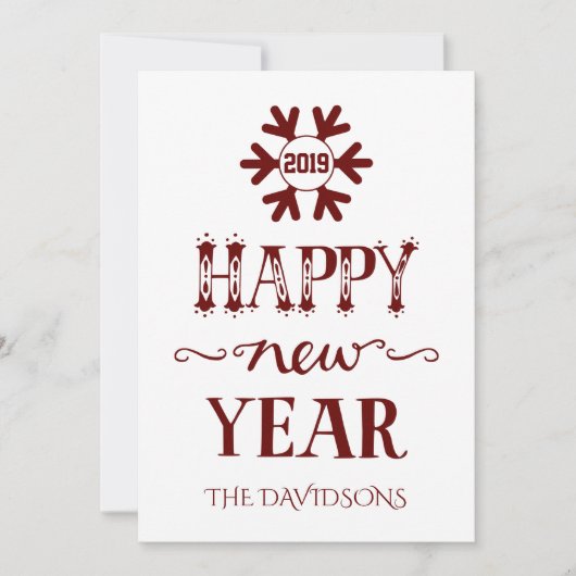 Cartes Pour Fêtes Annuelles Charm Rouge et blanc Bonne année (Devant)