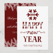 Cartes Pour Fêtes Annuelles Charm Rouge et blanc Bonne année (Devant / Derrière)