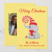 Cartes Pour Fêtes Annuelles Charmant bébé éléphant de Noël (Devant / Derrière)