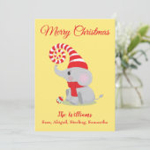 Cartes Pour Fêtes Annuelles Charmant bébé éléphant de Noël (Debout devant)