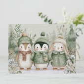 Cartes Pour Fêtes Annuelles Charmant Noël avec animaux Noël (Debout devant)