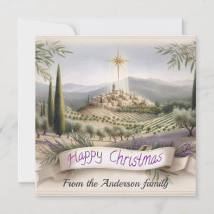 Cartes Pour Fêtes Annuelles Charmant village de Provence Aquarelle de Noël