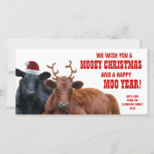 Cartes Pour Fêtes Annuelles Charmante Père Noël Reindeer Cows Christmas Beef F (Devant)