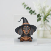 Cartes Pour Fêtes Annuelles Charmante Sorcière Dachshund (Debout devant)