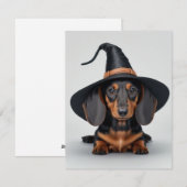 Cartes Pour Fêtes Annuelles Charmante Sorcière Dachshund (Devant / Derrière)