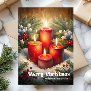 Cartes Pour Fêtes Annuelles Charmantes bougies de Noël classiques houx baies