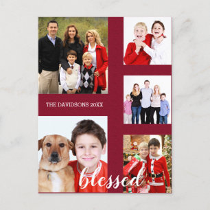 Cartes Pour Fêtes Annuelles Charming Holiday Famille Photo Collage Monogramme