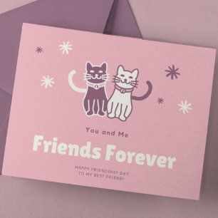 Cartes Pour Fêtes Annuelles Charming Pink and White Cat Friendship Day