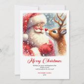 Cartes Pour Fêtes Annuelles Charming Santa And Rudolph Scene Christmas Greetin (Devant)