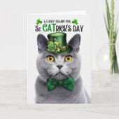 Cartes Pour Fêtes Annuelles Chartreux Grey Chat St CATrick's Day Charmant (Devant)